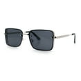 thumbnail image 4 of Mens Rimless Narrow Rectangle Dimensional Metal Frame Sunglasses Silver - Black, 4 of 6