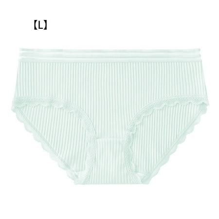 Sonceds Women Cotton Underwear Girl Breathable Briefs Moisture Wicking Elastic Panty with Lace Edge