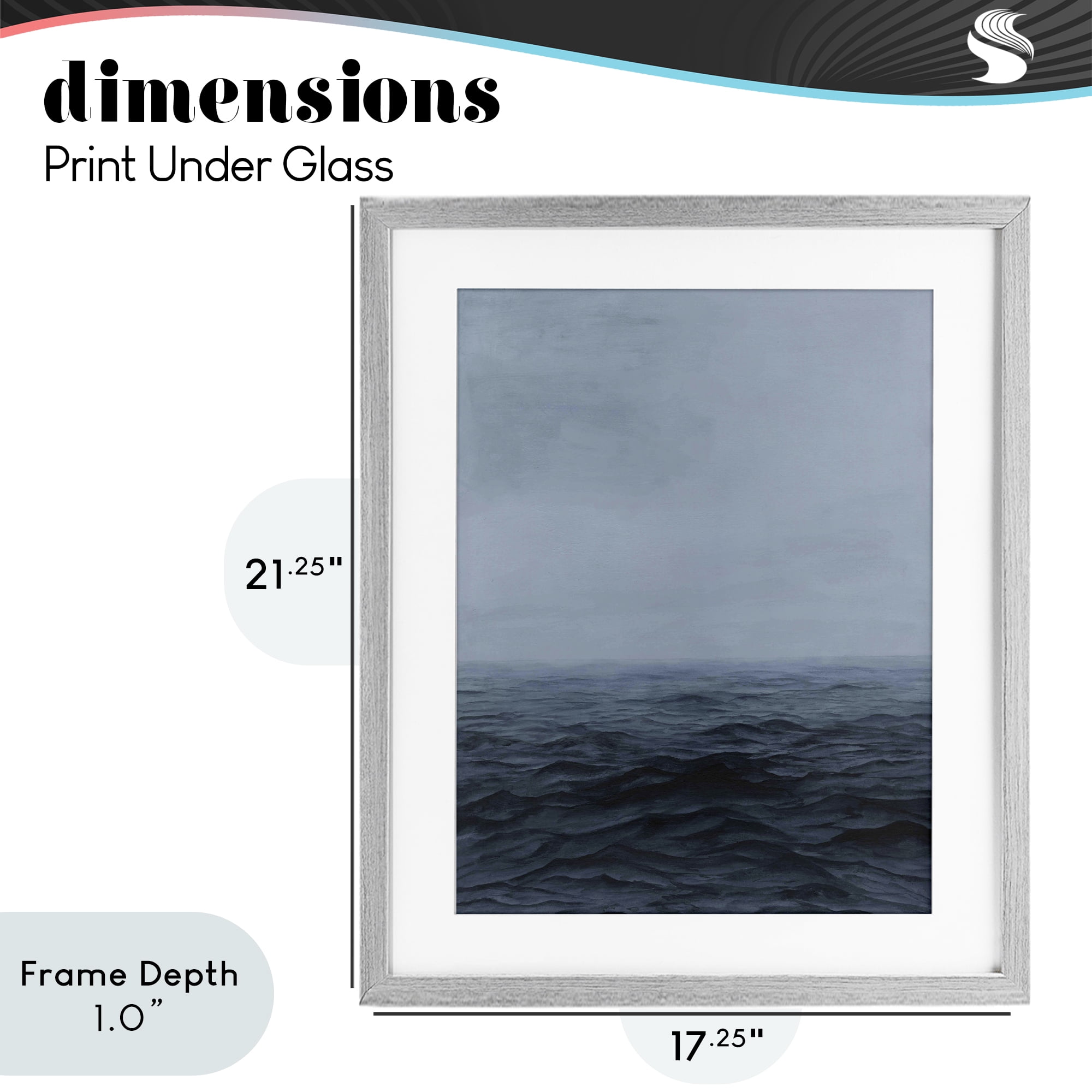 Stupell Industries Vast Ocean Expanse Gray Framed Print Under Glass, design by Michael Willett