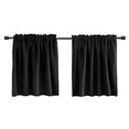 thumbnail image 1 of Cortina opaca FloreceBien para cocina, baño, sala de estar, aislamiento térmico, oscurecimiento de la habitación, cortina con bolsillo para varilla, 2 paneles (52" x 18" negro), 1 of 6