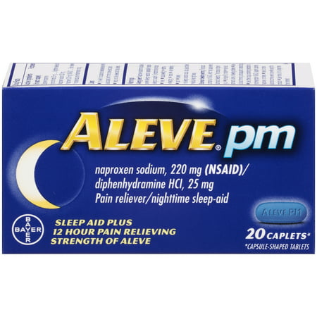 Aleve PM Pain Reliever/Nighttime Sleep Aid Naproxen Sodium Caplets, 220 mg, 20 (Best Kratom For Pain And Sleep)