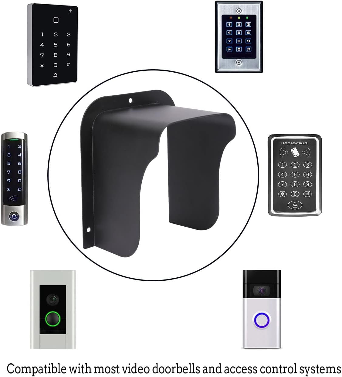 Doorbell Rain Cover, Ring Doorbell Anti-Glare Cover, Steel Doorbell Protector Cover, Compatible with Most Video Doorbell