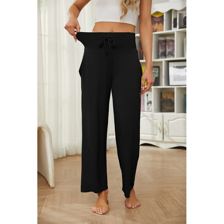 U2SKIIN Pajama Pants for Women Soft High Waisted Drawstring Sleepwear Lightweight Pj Bottoms Black M Walmart