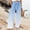 (Fashion 68)Light Blue, variant on Women's Summer Straight-Leg Gradient Color Plus-Size Long Pants with Pockets and Drawstring Summer Casual Loose Pants