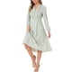 thumbnail image 4 of Vestido Floral de Mujer Inspire Chic de Manga Larga con Escote en V, Plisado, Fluido, Midi de Verano, S Verde, 4 of 5