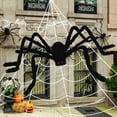 thumbnail image 3 of Halloween Decorations Outdoor Spider Webs: 1Pcs Giant Spiders - 200'' Triangular Web with Hook - Stretch Web and Ground Stakes for Large Halloween Decor and Haunted House Decoration, 3 of 9