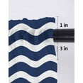 thumbnail image 6 of Navy Blue Moire Ombre Tier Curtains 36 Inch Length,Sheer Curtains for Bedroom Living Room,Water Ripple Stripe Farmhouse Rod Pocket Voile Drapes Kitchen Curtains Small Half Window 27.5"x36" 2 Panels, 6 of 7