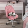 thumbnail image 3 of Vanspace Home Office Desk Chair Velvet Task Chair Vanity Chair Computer Chair with Wheels Adjustable Mid-Back Twill Swivel Chair for Dresser Table Work Study Living Room, Pink, 3 of 5
