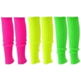 thumbnail image 1 of WDFCN 3 piezas 80s 90s neón verde amarillo rosa conjunto de puños de pierna banda para el sudor medias de neón puños de punto pulseras de diadema para correr para carnaval baile aeróbicos, 1 of 5