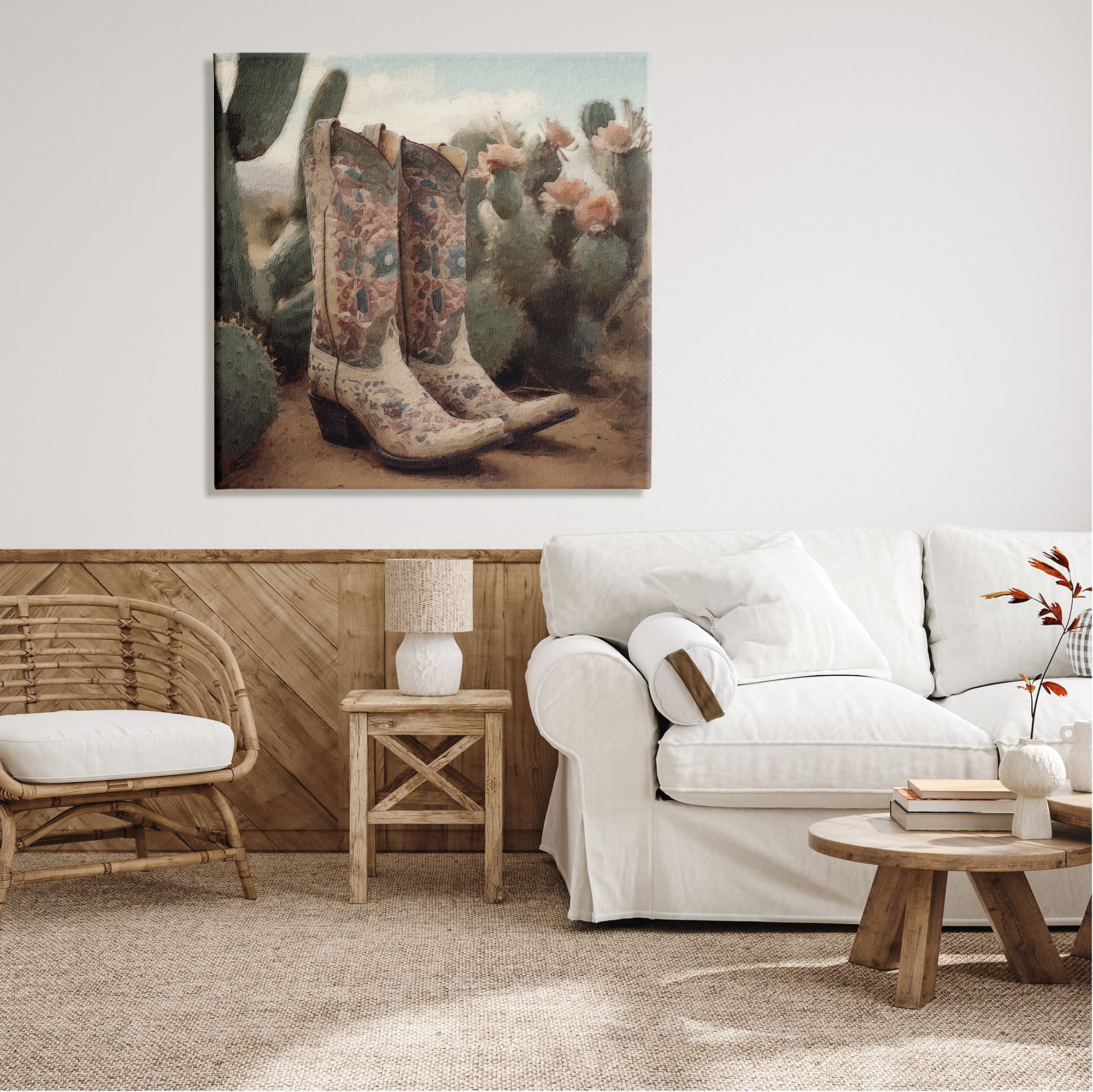 Stupell Industries Cowboy Boots & Cactus Beauty & Fashion Painting Gallery Wrapped Canvas Print Wall Art, 36 x 36