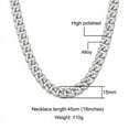 thumbnail image 2 of FEEL STYLE Male Lump Zircon Silver Plated Cuban Chain Necklace for Men Teen 15MM 18", 2 of 5