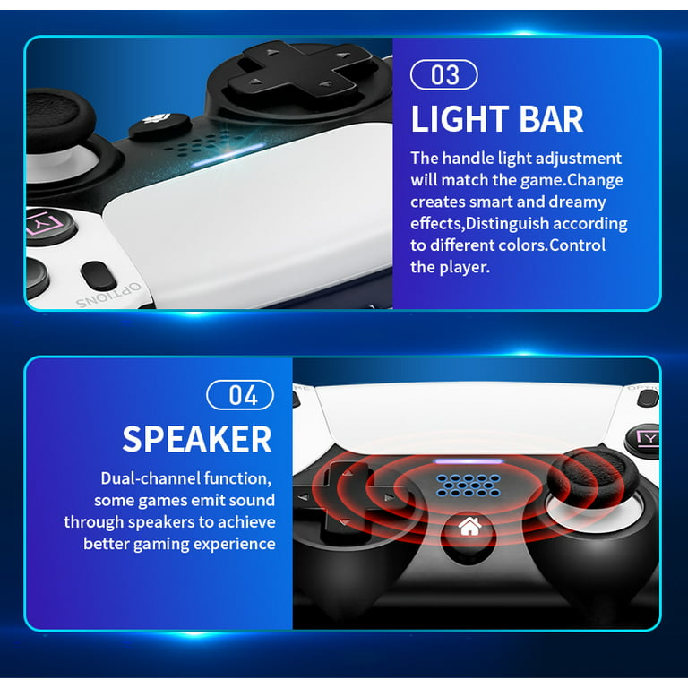 Wireless DualShock 4 Controller, Compatible with PS4/Switch/PC, Double Vibration, 6-Axis Gyro Sensor, Speaker, LED Light - Walmart.com