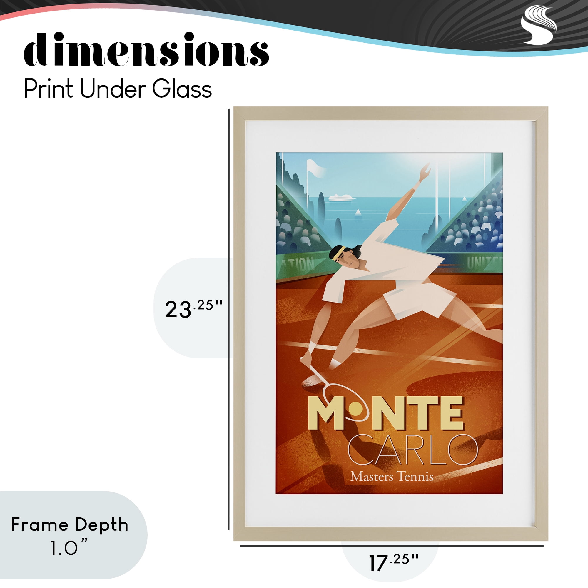 Stupell Industries Monte Carlo Masters Tennis Birch Framed Print Under Glass, design by Martin Wickstrom