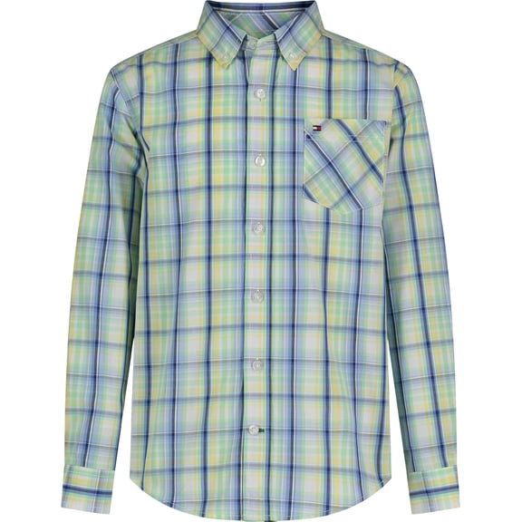 Camisa Tommy Hilfiger de manga larga a cuadros junto al mar para niños, 8 años