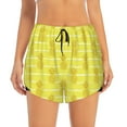 thumbnail image 3 of Honeii's Gold Pineapple print a double-layered women's running short, ideal for gym, tennis, and various activities, complete with a practical pocket, 3 of 5