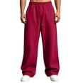 thumbnail image 2 of Sweatpants for Men Fashion Casual Wide Leg Elastic Waist Drawstring Sweatpants Loose Fit Lightweight Comfy Lounge Travel Sweat Pants Red 2XL, 2 of 8
