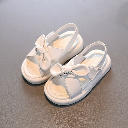 Esho Girls Summer Beach Sandals  Kids Home Slippers  Little Girls Flats Shoes Cute Bow Slide Sandals For Indoor Outdoor  Size 21-30