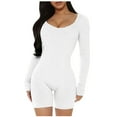 thumbnail image 2 of Lilgiuy Women's Threaded Low Neck Long Sleeve Hip-lifting Slim Jumpsuit for Everyday Wear, 2 of 5