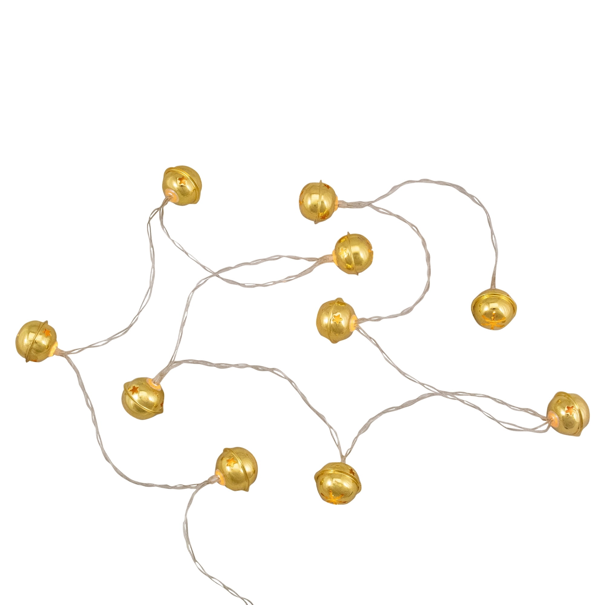 Northlight 10-Count LED Gold Christmas Bells Fairy Lights 5.5ft Copper Wire - 5.5'