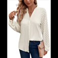thumbnail image 3 of Cárdigan de Encaje con Botones y Larga para Mujer, Blusa Informal de Punto Acanalado con Lazo Frontal Anudado, Moda de . Albaricoque M, 3 of 10