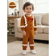 thumbnail image 5 of BemeyourBBs Newborn Baby Girls Boys Christmas Outfit Gingerbread Jumpsuit Long Sleeve Crewneck Gingerbread Man Romper with Hat, 5 of 8