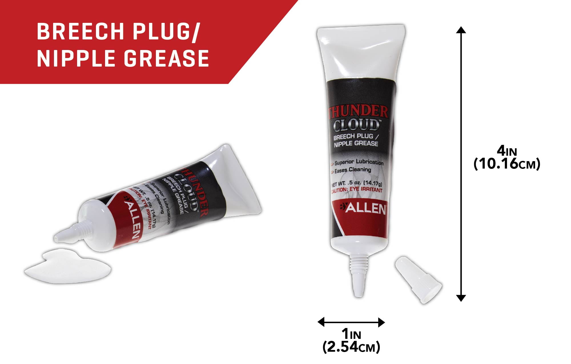 Thunder Cloud Black Powder Plug & Nipple Gun Grease Gel, 0.5 oz. Tube, White, 87134A, Petroleum Base