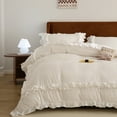 thumbnail image 3 of Bedding Duvet Cover With Pillowcase Set Washed Cotton Ruffle Edge White Queen Size, 3 of 4