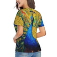 thumbnail image 3 of Honeii Peacocks Print Women's Classic V-Neck T-Shirt,Womens Fashion Tops,Stylish Everyday Top for Women, Casual Summer Spring Outfits Clothes-XX-Large, 3 of 5