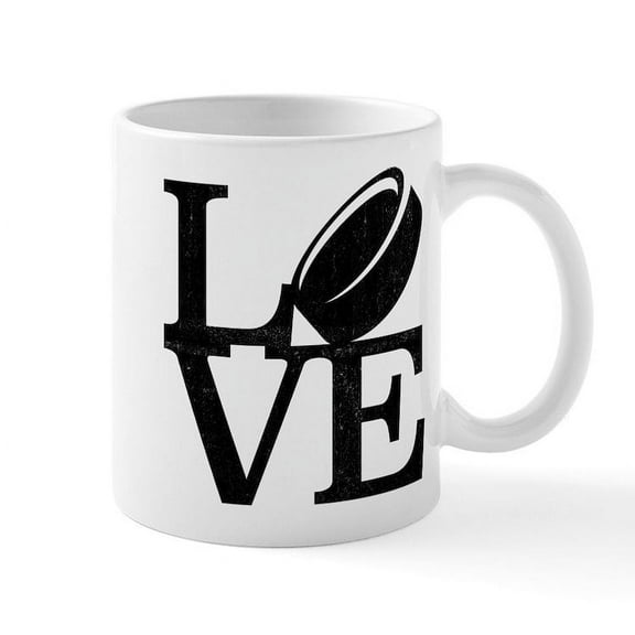 CafePress - Love Hockey - 11 oz Ceramic Mug - Novelty Coffee Tea Cup