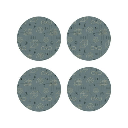 

Drink Coasters Set of 4 Math Print Quadrant Leather Coasters for Coffee Table Protector Heat Resistant Cute Coasters for Home Decor Housewarming Gifts Bar Kitchen 4 Inch Round Shape