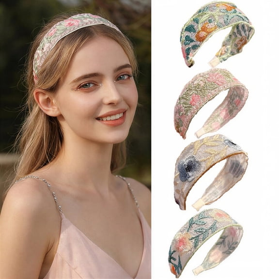 4-Pack Boho Floral Headbands, Soft Durable Hairbands for Women, Trendy Multi-Pack for Daily, Party & Occasions