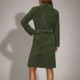 thumbnail image 4 of Women's Solid Color Long Sleeve Plush Bathrobe - Winter Warm Homewear, Olive Green, L, 4 of 5