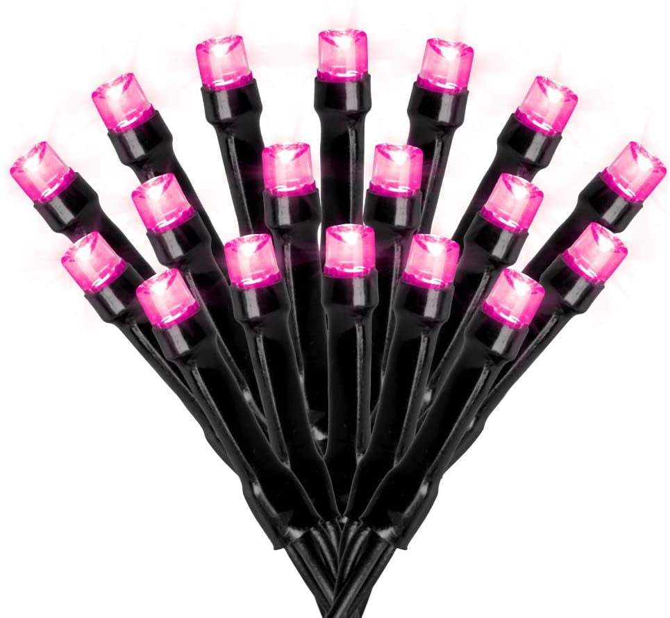 125 Solar Powered LED String Lights, 68 Feet, Breast Cancer Awareness