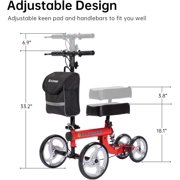 ELENKER Knee Scooter Steerable Deluxe Medical Knee Walkerfor Foot Injury Crutch Alternative Red