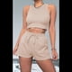 thumbnail image 5 of Conjuntos de Verano para Mujer, Conjunto Informal de 2 Piezas con Top Corto y Pantalones Cortos de Punto Gofre, Ropa de Dormir, Color Albaricoque XXL, 5 of 9