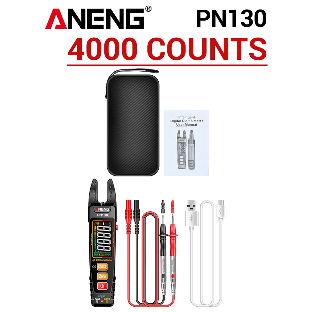 4000 Counts Clamp Meter Multimeter - NCV Amp Ohm Volt Tester with U-Shaped Jaw, Measures AC/DC Current, Voltage, Capacitance, Resistance, Continuity, Frequency, Backlight, Electrician Tools