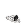 thumbnail image 4 of Marquise Simulated Black Onyx Celtic Triquetra Knot Ring Sterling Silver Band CZ Female Size 9, 4 of 4