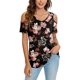 thumbnail image 1 of Txlixc - Camiseta de manga corta para mujer con cuello en V y hombros descubiertos con estampado de flores Txlixc Moda, 1 of 6