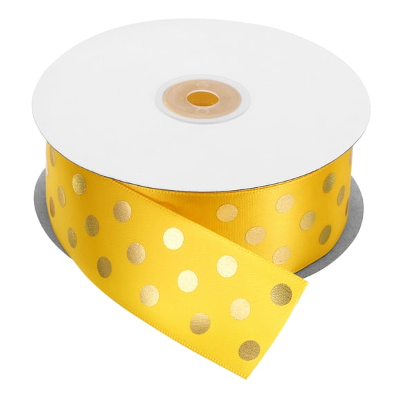 Grosgrain Ribbons 50 Yards 1-1/2 Inch Gold Gold Dots Ribbon for Crafts Gift Wrapping Wedding
