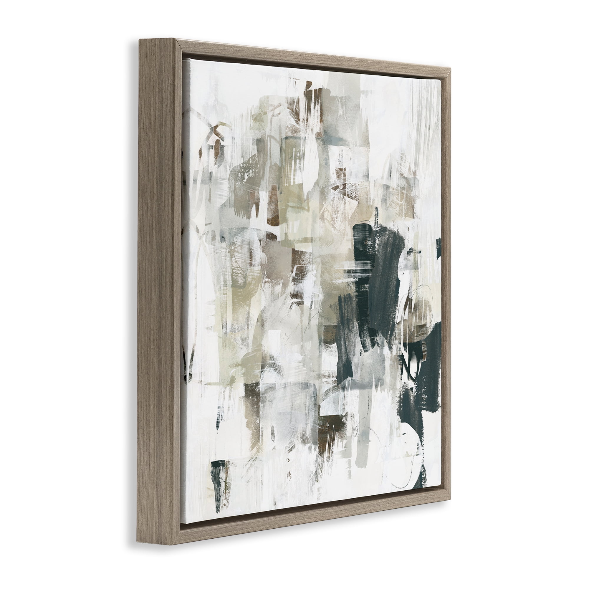 Stupell Industries Abstract Monochrome Paint Abstract Painting Brown Floater Framed Canvas Art Print Wall Art, 18 x 18