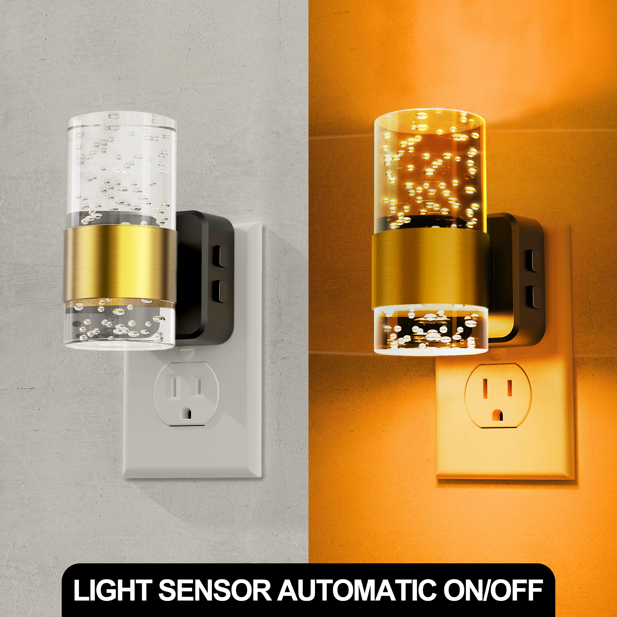 LOHASLED 2 Pcs Black & Brass Smart RGB+Warm White Night Light