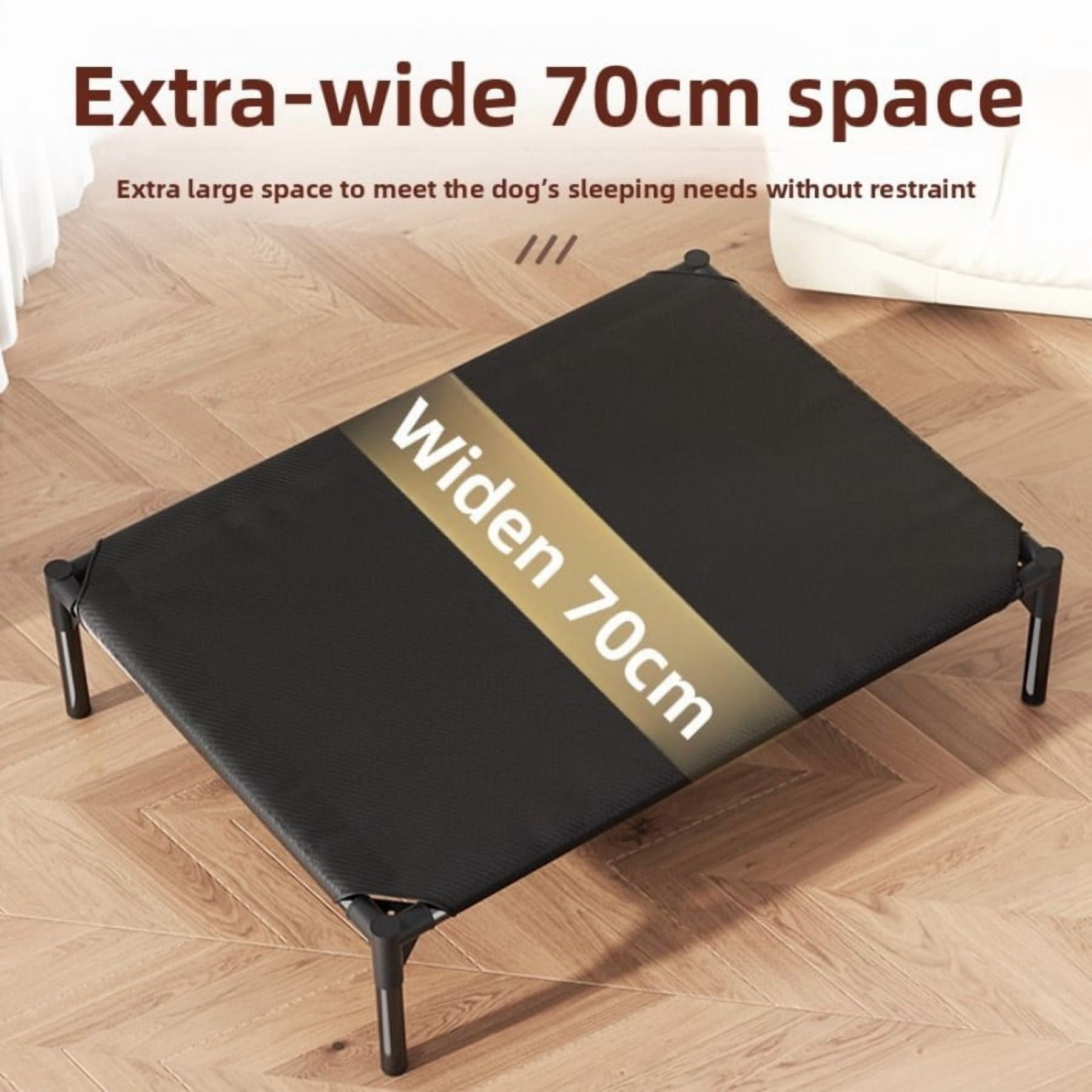 Elevated Dog Bed for Large Dogs, Raised Dog Cot Fits Up to 120 LBs, Heavy Duty Pet Cots with Durable Supportive Teslin Recyclable Washable Mesh, Indoor & Outdoor Pet Bed, Black