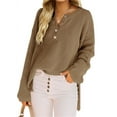 thumbnail image 3 of Long Sleeved Spring Autumn Women Henley Button Sweater, 3 of 4