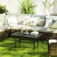 thumbnail image 6 of Outsunny Outdoor Coffee Table, All-Weather Rectangle Patio Coffee Table with Slatted Tabletop for Outside, Patio, Black, 6 of 9