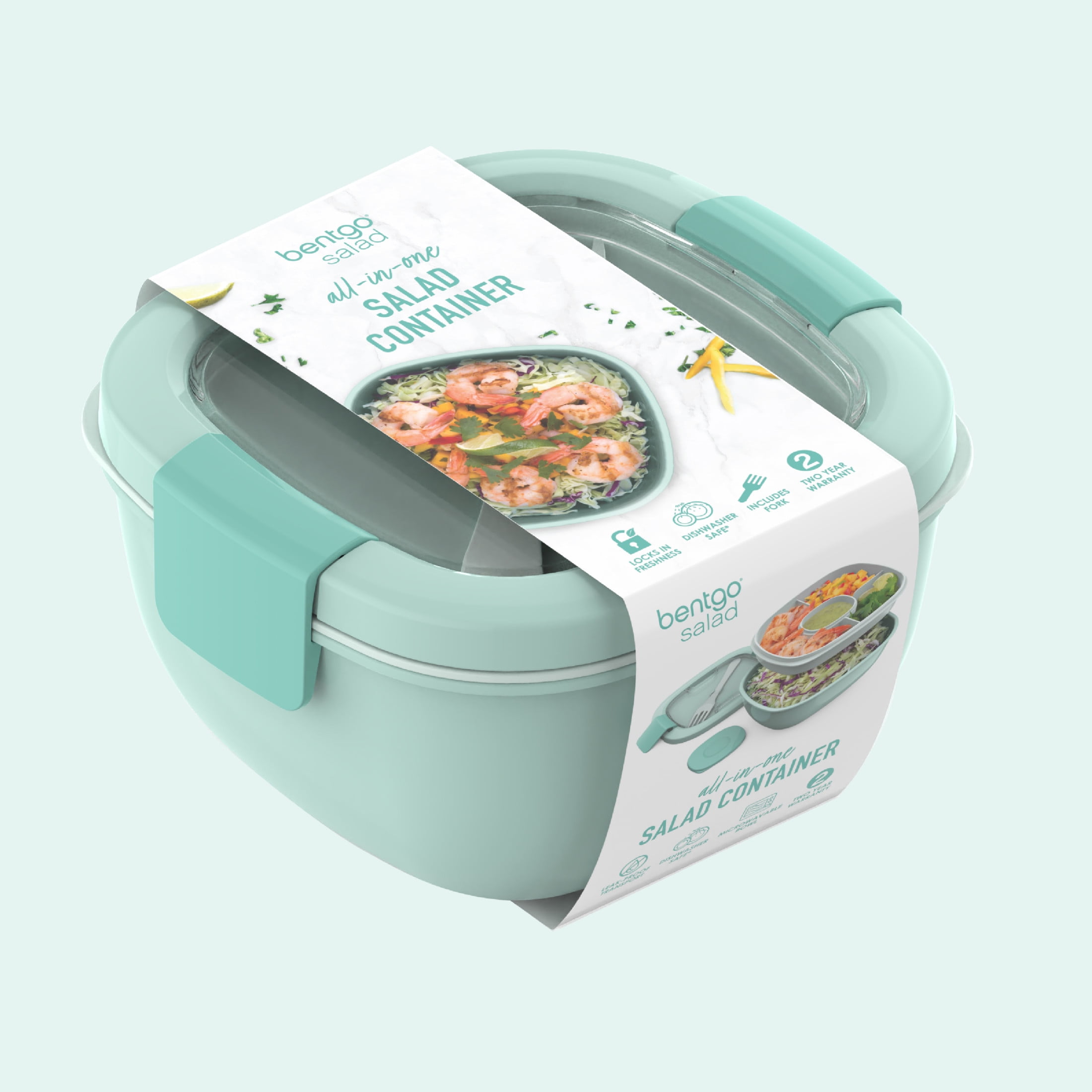 Bentgo Salad Lunch Container, 4" x 7-1/4", Coastal Aqua