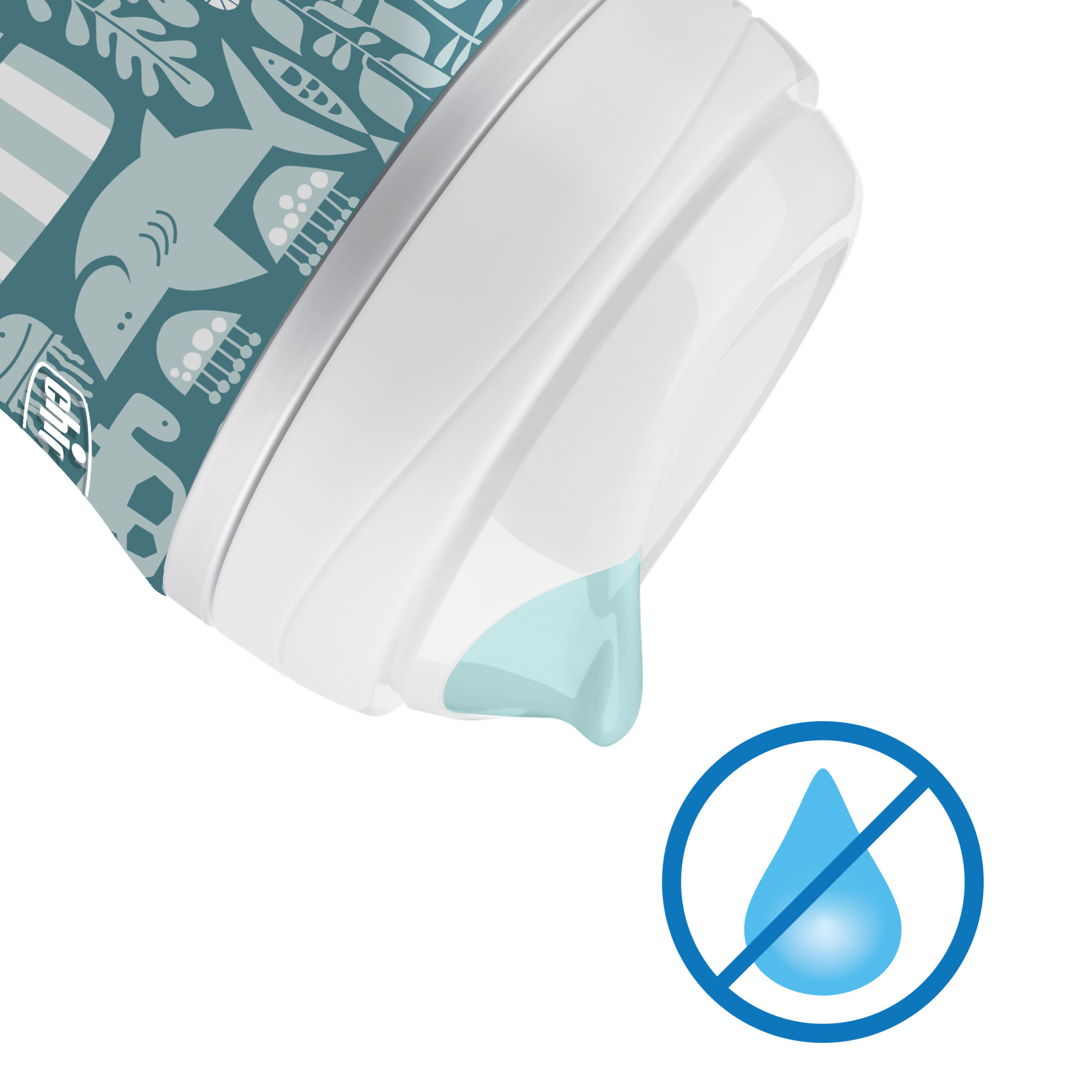 Chicco 9oz. Insulated Rim Trainer with Bite-Resistant Spout and Double-Wall Insulation, 12m+, 2-Pack - Ocean Print/Surf, New