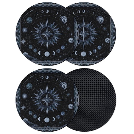 Mystical Coasters Set of 4 Absorbent Coasters for Drinks Navy Blue Black Abstract Astronomy Astrological Coaster for Desk Coffee Table Protection Home Decor House Warming Gifts 4