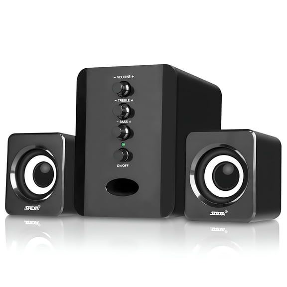 GJX USB 2.0 Powered Computer Speakers, Black, 3 count