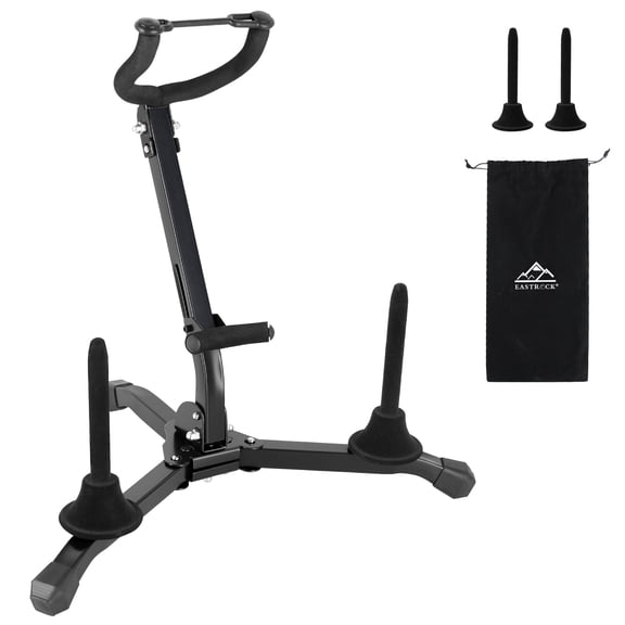 EASTROCK Saxophone Stand with 2 Removable Flute/Clarinet Holder- Folding Tripod Stand for Alto/Tenor Sax, Clarinet & Flute w/ Carrying Bag