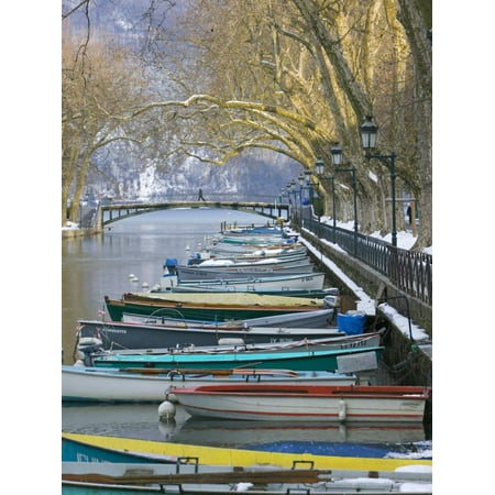 Boats Along Canal du Vasse, Annecy, Haute-Savoie, France Print Wall Art By Walter